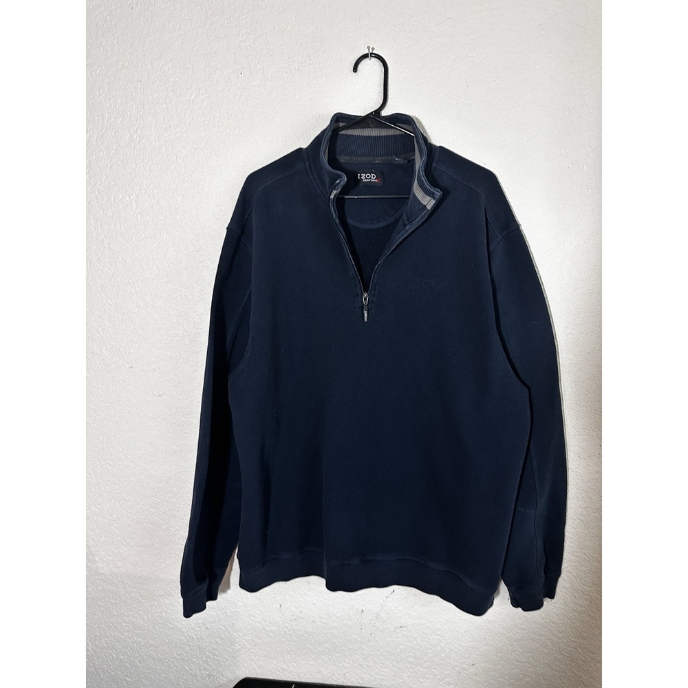 IZOD Mens 1/4 Zip Blue Pullover Warm Perform X PFX XL Stitch Golf